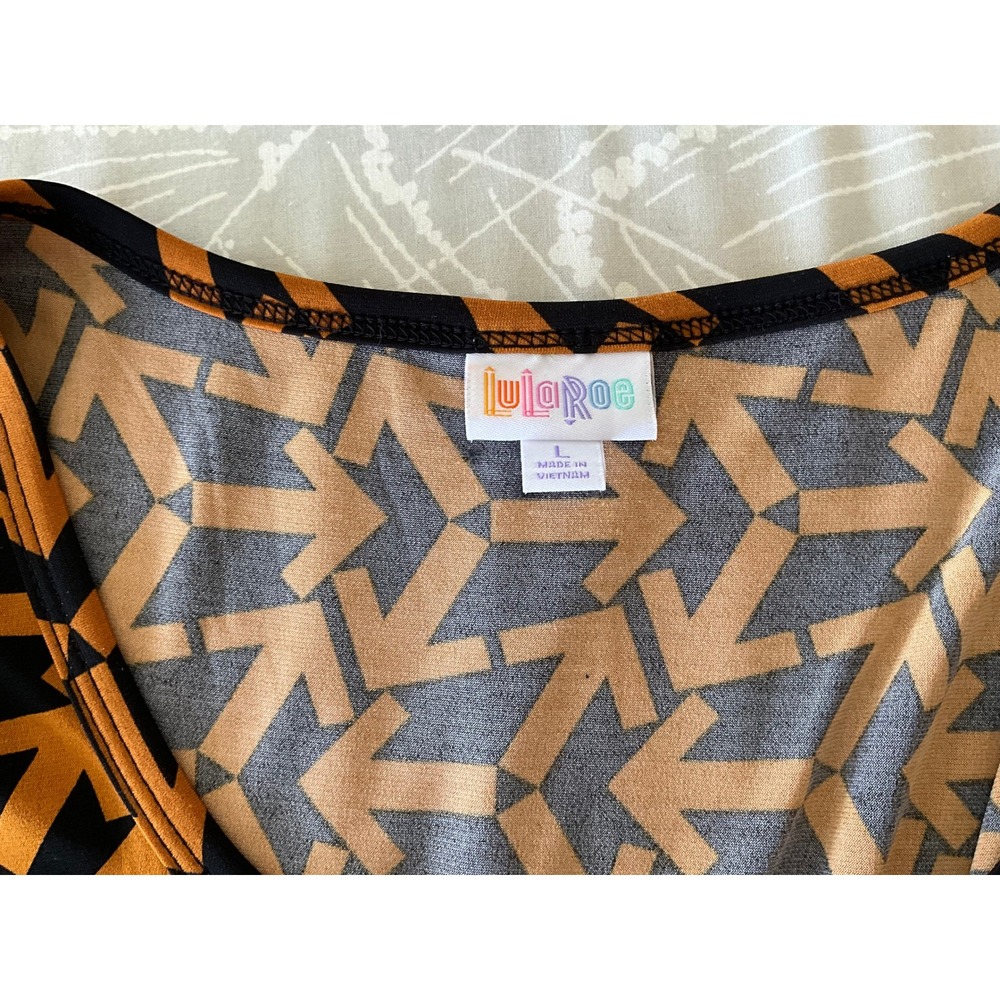 LuLaRoe Nicole Fit Flare Dress 3/4 Sleeve Scoop Neck Midi L - Picture 9 of 10